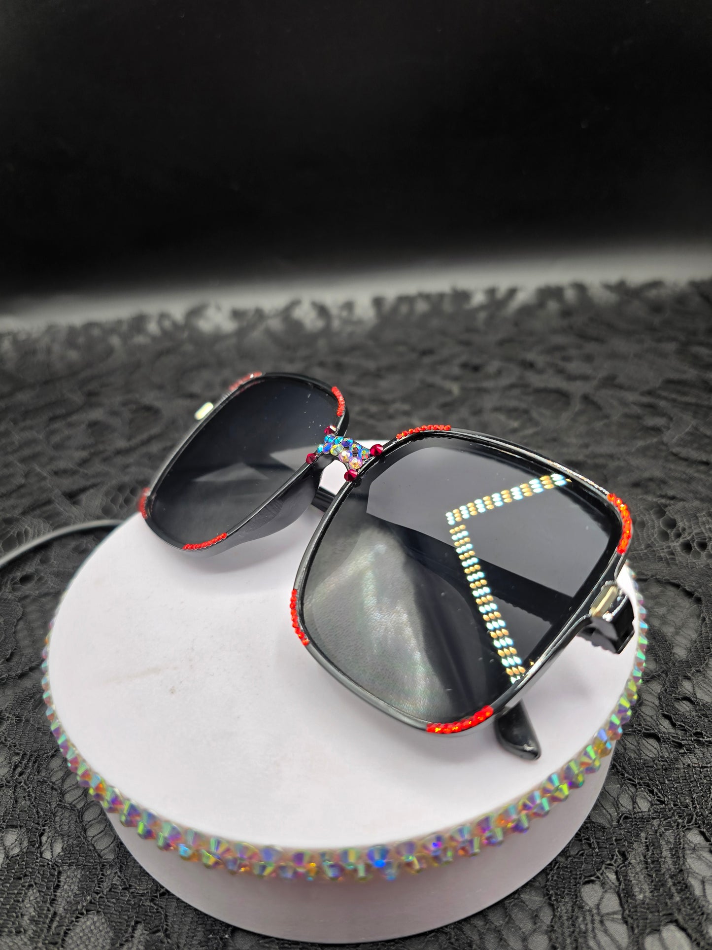 Celina Miller Art - Bling Black and Red Sunglasses