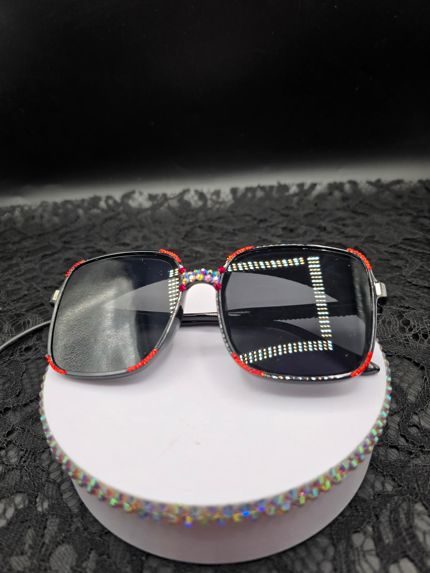 Celina Miller Art - Bling Black and Red Sunglasses
