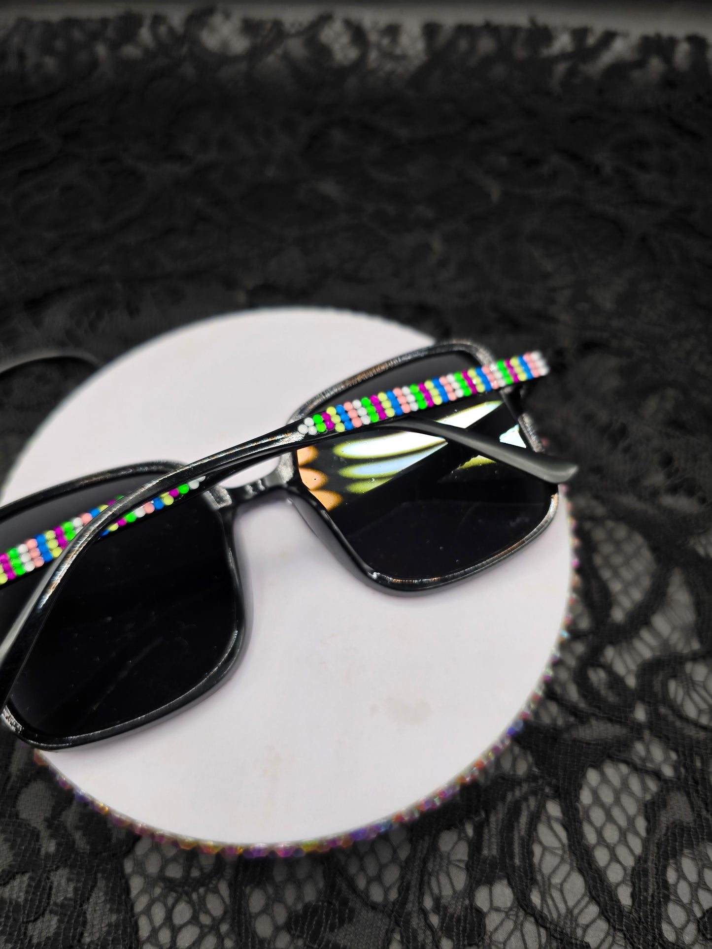 Celina Miller Art - Bling Black and Red Sunglasses