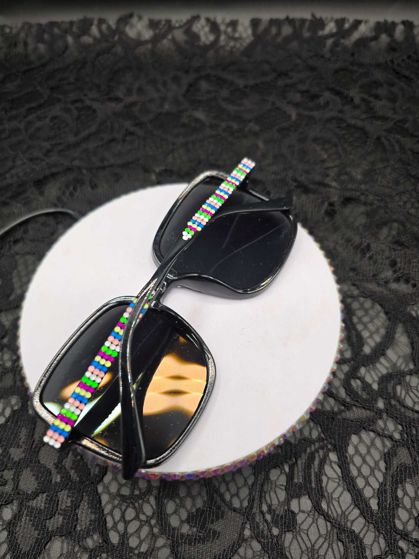 Celina Miller Art - Bling Black and Red Sunglasses
