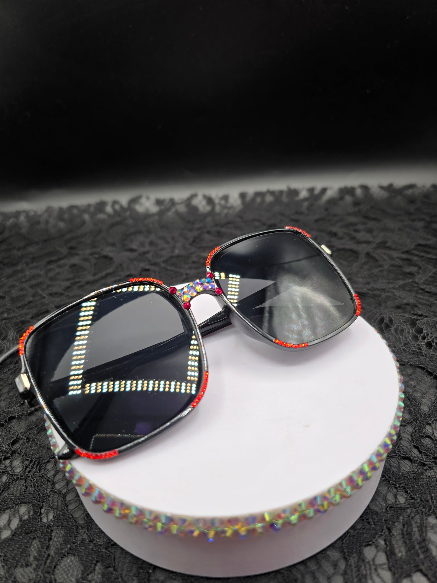 Celina Miller Art - Bling Black and Red Sunglasses
