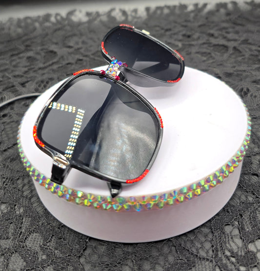 Celina Miller Art - Bling Black and Red Sunglasses